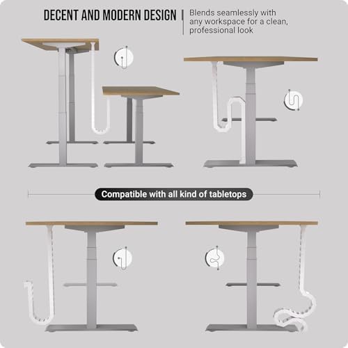 Ultimate Setup Under Desk Cable Management Vertebrae - Perfect for Sit Stand Desk - White, 133 cm