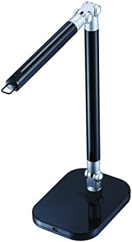 Black and Decker Office LED7BAR-BLK PureOptics™ Exalt™ Bar 5W Flicker-Free Natural Daylight LED Desk Lamp with USB Charging Port, 4 Dimming Levels (306 Lumens), 19" x 13.5" x 6", Black/Gray