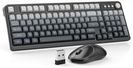 MageGee Wireless Gaming Keyboard and Mouse Combo V560, RGB Backlit Rechargeable Mechanical Feel 2.4GHz Quiet Blue White Purple Keyboard Mouse for Mac Laptop PC Gamer