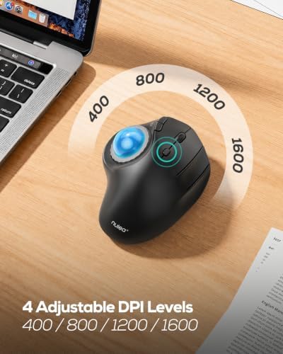 Nulea M508 Wireless Illuminated Trackball Mouse, Ergonomic Mouse with RGB Thumb Rollerball & Lighting Control Knob, Rechargeable Track Ball Mouse, Bluetooth & 2.4G USB, 4 DPI for PC/Mac/Laptop