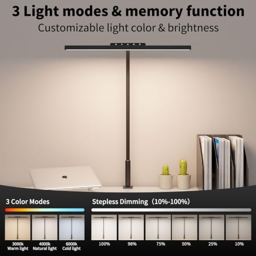 18W Clamp LED Desk Lamp for Puzzle, 16.5" Gooseneck, 3 Color Dimmable