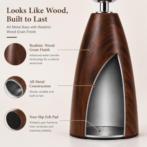 Warm & Cozy Bedside Table Lamp with 3-Color LED Bulb Included, Linen Shade Nightstand Lamp with Wood Grain Metal Base, Soft Eye-Caring Lighting for Bedroom Reading, Living Room, Dorm & Office