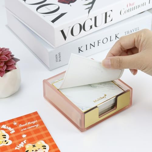 MultiBey Pink Sticky Notes Memo Pad Holder Dispenser