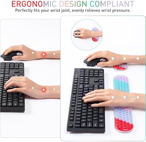 Gel Mouse & Keyboard Wrist Rest Set,Wrist Rest for Computer Keyboard,Mouse Wrist Support,Pain Relief,Cool Touch,Non-Skid