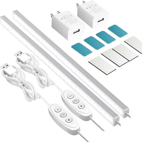 GLVSAE Under Cabinet Lights, 12 Inch Plug in Under Cabinet Lighting, LED Closet Lights, 6000K Cool White Light, Ultra Thin Dimmable Light Bar, Suitable for Kitchen Desk Closet Workbench