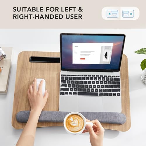 HUANUO Laptop Lap Desk with Cushion, Fit up to 17" Laptops, Woodgrain