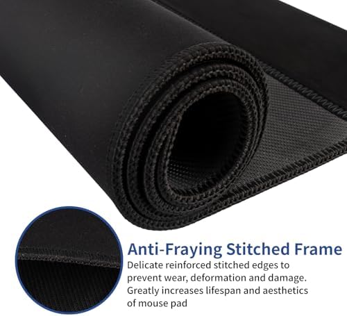 15W Large Gaming Mouse Pad with Superior Micro-Weave Cloth, Extended Desk Mousepad with Stitched Edges, Non-Slip Base, Water Resist Keyboard Pad for Gamer, Office & Home, 30 x 12 in, Black
