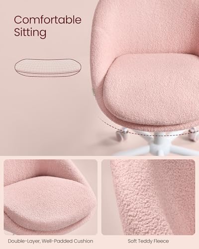 VASAGLE Vanity Chair, Adjustable Swivel with Back and Wheels