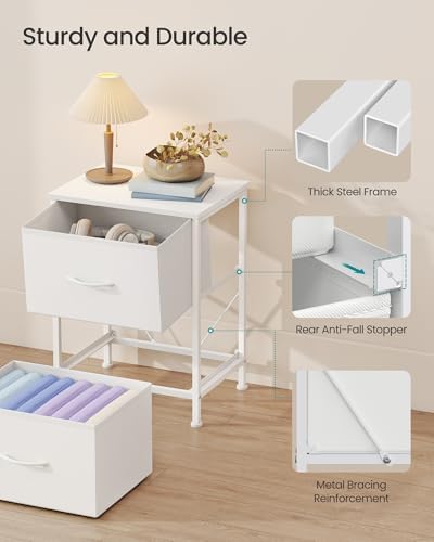 SONGMICS Nightstand with 2 Fabric Drawers, Bedside Table, Side End Table