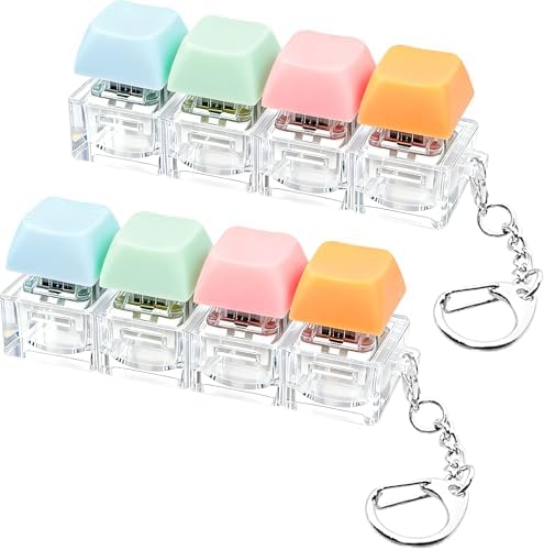 2 PCS Keyboard Fidget Toy, Keyboard Fidget Keychain 4-in-1 Keyboard Decompression Button Finger Clicker Toys, Button Stress Relief Fidget Gifts to Relief Stress (Fours- Pink Orange Blue)