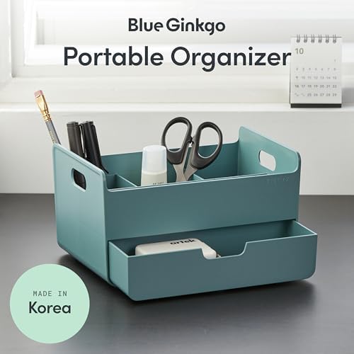BLUE GINKGO Portable Desk Organizer, Green, Made in Korea