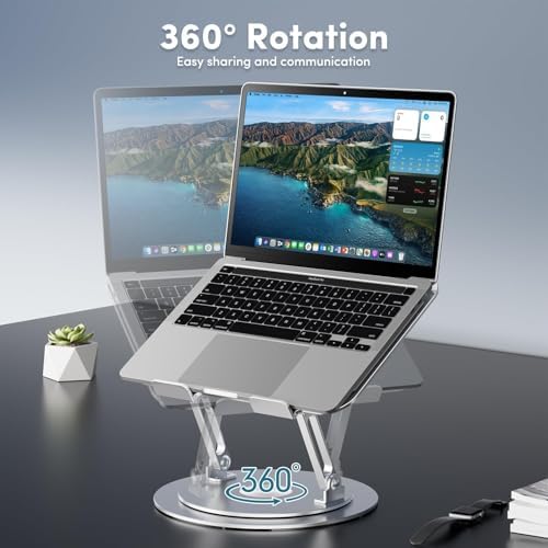Lifelong 360° Rotating Adjustable Laptop Stand, Foldable Riser, Silver