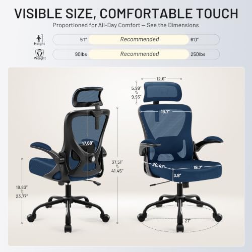 AreShark Ergonomic Office Chair - Mesh High Back Desk Chair Headrest Lumbar