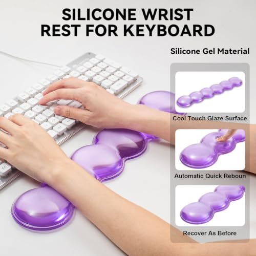 Gel Wrist Rest for Keyboard,Jelly Clear Gel Keyboard Wrist Rest-Purple