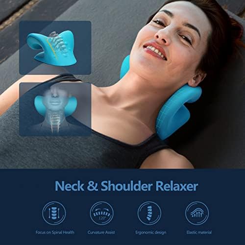 Cozyhealth Neck Stretcher for Neck Pain Relief, Neck and Shoulder Relaxer Cervical Traction Device Pillow for TMJ Pain Relief and Muscle Relax, Cervical Spine Alignment Chiropractic Pillow (Blue)