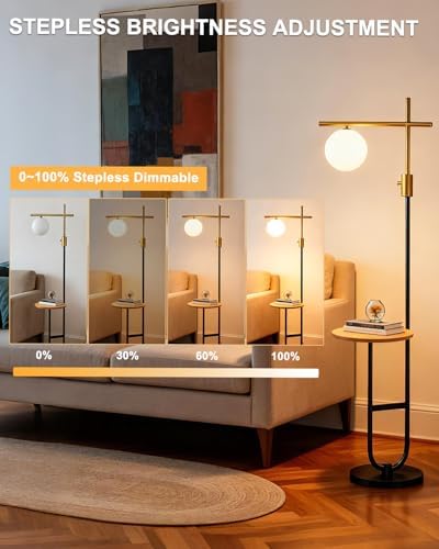 66IN Floor Lamp with Table, Modern Shelf Lamp for Living Room,Black