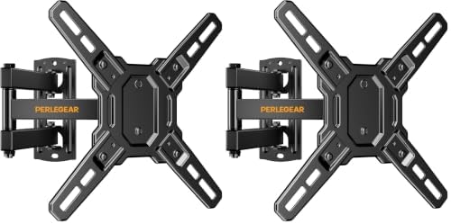 Perlegear Full Motion TV Wall Mount Bracket for Most 13-43 Inch LED LCD Flat Curved Screen TVs & Monitors, Swivel Tilt Extension with Articulating Arms, Max VESA 200x200mm up to 44lbs (Pack of 2)