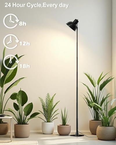 yadoker Plant Grow Light for Indoor Plant, Aluminum LED Grow Light,Elevating Plant Lamp,Height Adjustable,Automatic Timer with 8/12/18Hours,10-Level Brightness,Ideal for Large Plant Grow