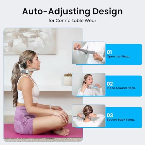 Neck Helper, New Generation Auto Size Adjustment, Revolutionary Cervical Support Brace for Cervical Pain, Discreet & Lightweight Cervical Collar (Blue Univeral Size)