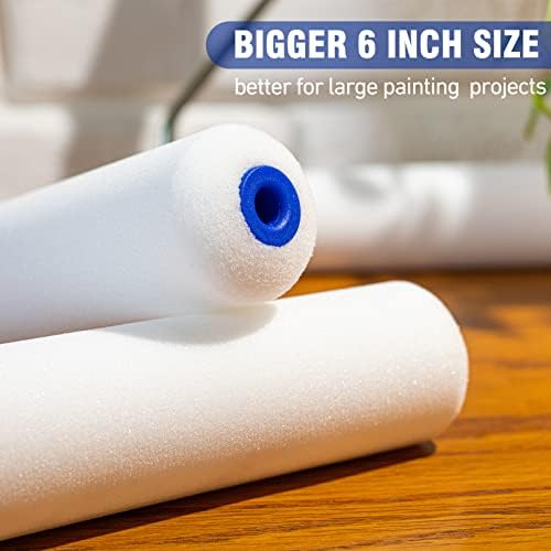Mister Rui Foam Paint Roller Covers, 6 Inch Paint Rollers, Pack of 24