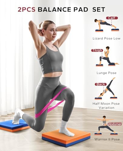 HAPBEAR Exercise Balance Pad - 15"x12" Non-Slip Textured Bottom Stability Training Mat - 2.25" Thick Soft Cushioned Foam for Physical Therapy, Core Training & Home Workouts