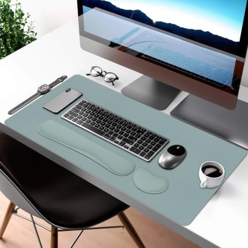 Desk Mat Set,3-in-1 Mouse Pad with Wrist Rest and Keyboard Pad