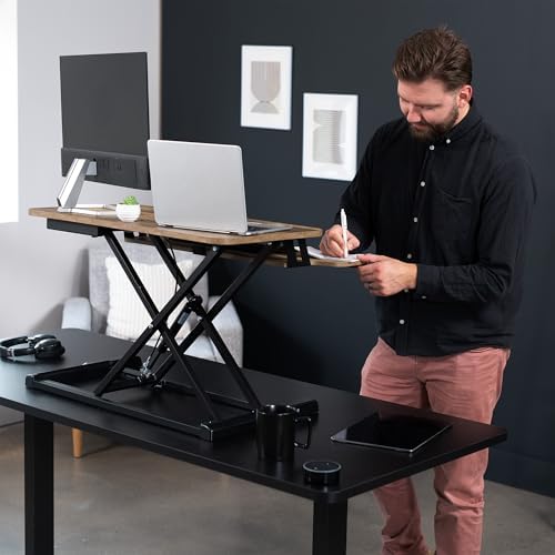 VIVO Reclaimed Wood 32 inch Desk Converter, DESK-V000KP