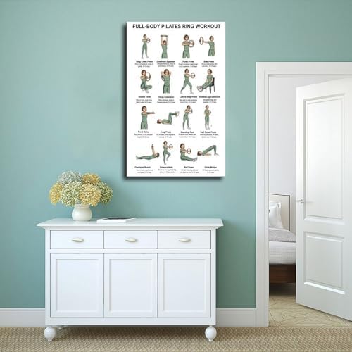 Pilates Ring Exercises Full Body Workout Chart Magic Circle Workout Pilates Ring Guide Home Canvas Poster Wall Art for Living Room Bedroom Decor Unframe 16x24inch