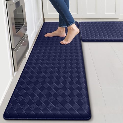 TranquilRelax 2-Piece Kitchen Mats, Cushioned Non-Slip Floor Mats, Blue