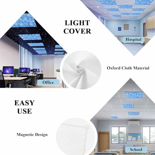 Blue Snowflake Magnetic Fluorescent Light Covers for Ceiling Lights 2 x 4 Feet,Christmas Winter Festival Xmas Modern Office Classroom Kitchen Drop Ceiling Light Covers Lighting Shade Panel 3 Packs