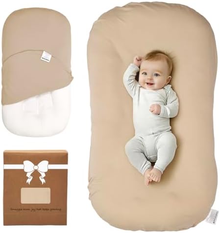Baby Lounger Oversized 0-24 Months, Home and Travel Infant Cushion-Coffee