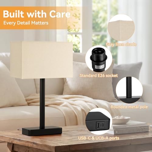 Beige Touch Lamps for Nightstand Set of 2, Lamp for Bedroom Living Room