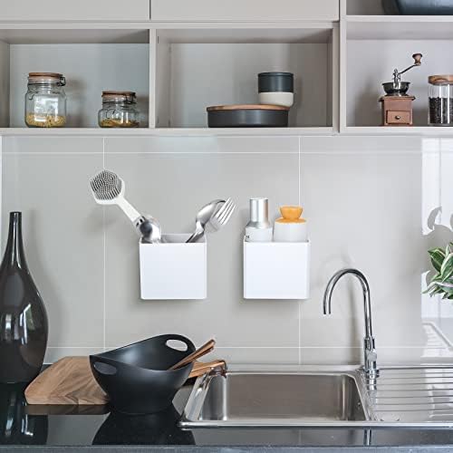 Suclain 4 Pcs Wall Mounted Organizer Floating Shelf Wall Bin, White