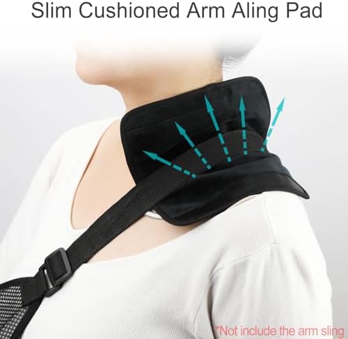 Cushioned Arm Sling Padding for Neck Slim Sling Pad Neck Strap Cushion Comfort Shoulder Support Rotator Cuff Surgery Arm Immobilizer Brace Carry Padded Cover Pillow Wrist Hand Injury, 1Pc Velvet Black