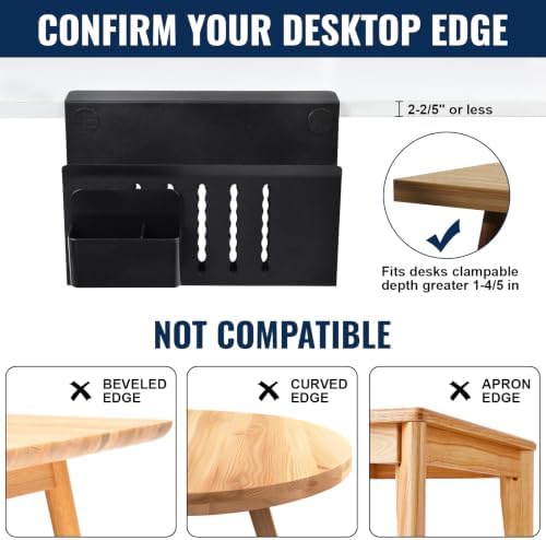 Desk Side Storage Organizer, Under Desk Laptop Holder with Magnetic Slot
