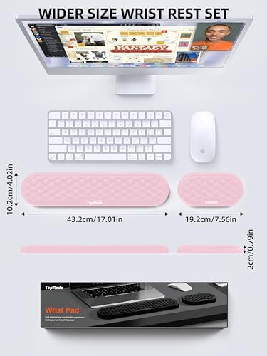 Ergonomic Wrist Rest, Full-Size Keyboard & Mouse Wrist Support Pad, Pink