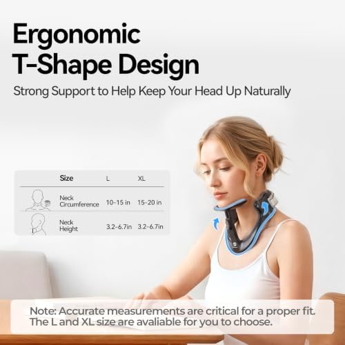 Posture Corrector for Neck & Cervical Spine Alignment - Memory Foam Support for Pain Relief, Tech Neck, 360° Adjustable Neck Collar, (Black, Large)