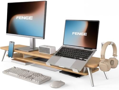 Fenge 42.5-Inch Monitor Stand Riser with Laptop, Phone & Headphone Holders