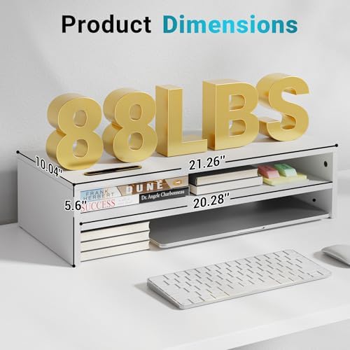 BONTEC Wood Monitor Stand Riser, 2-Tier Desktop Organizer