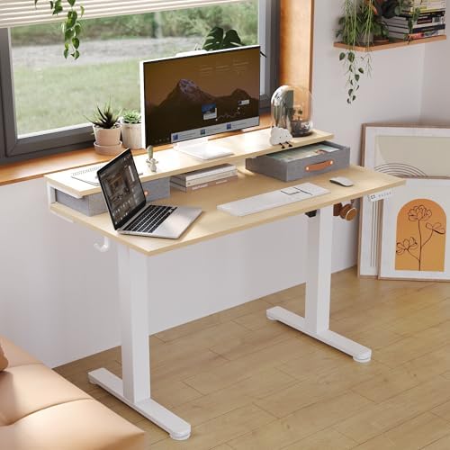 Seang Electric Standing Desk with 2 Drawers, 48 Inch, Natural
