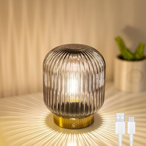 MJ PREMIER Rechargeable Table Lamp, Cordless Lamp with Memory Function,Gray