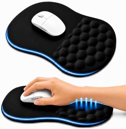 Ergonomic Mouse Pad with Wrist Rest, Large 12x8 inch, Black