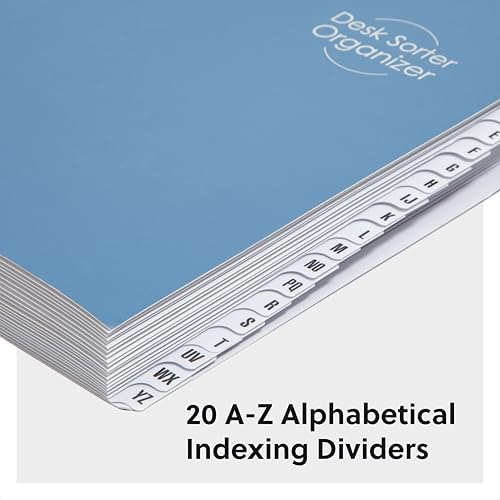 Smead Desk File Sorter, A-Z File Organizer, 20 Dividers, Letter, Dark Blue
