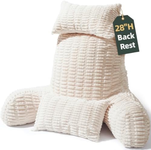 28" XXL Reading Pillow, Backrest Pillow with Detachable Neck Pillow