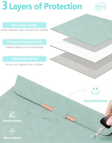 HYZUO 13 Inch Laptop Sleeve Case with Stand for MacBook Air, Mint Green