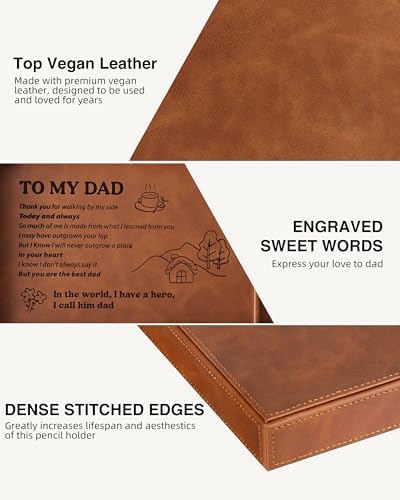 TopMade Valet Tray for Men, Built in Wireless Charging Pad, Nightstand Dresser Organizer, Faux Leather Mens Jewelry Box with Charging Station, Brown