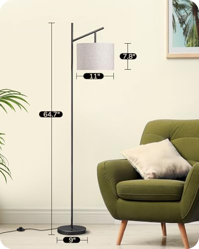 EDISHINE 64.7IN Floor Lamp for Living Room with Remote, Black Standing Lamp