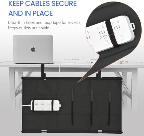 28" Under Desk Cable Management Tray- Clamp/Screw Mount Desk Cable Organizer Cable Tray Hiders for Office&Home