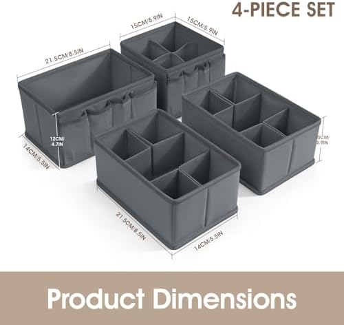 Cosmetic Storage Bins Makeup Organizer, Adjustable Multifunction Storage Box Desk Drawer Divider for Makeup Brushes, Bathroom Countertop or Dresser, Set of 4