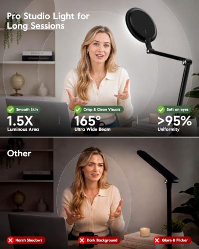 LitONES Desk Lamp for Home Office, Professional Video Call Light